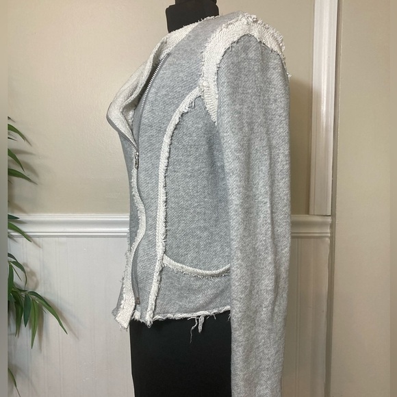 Lucky Lotus Raw Edge Avant Garde Moto Zip Up Jacket, size Medium - Picture 5 of 13